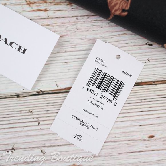 NWT Coach C6061 Slim Wallet With Cat Print in Brown Black Multi - Picture 8 of 8